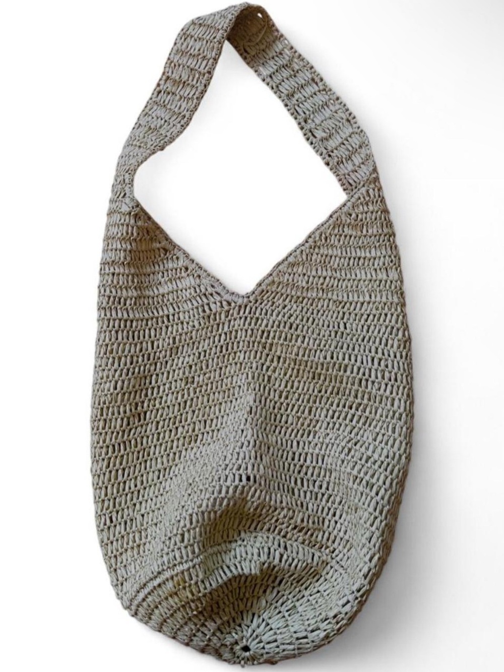 Handmade pale yellow woven oversized shoulder bag